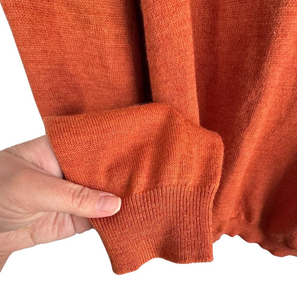 Brooks Brothers Crewneck Merino Wool Blend Sweater Stretch Orange Colorful Large - Picture 6 of 9